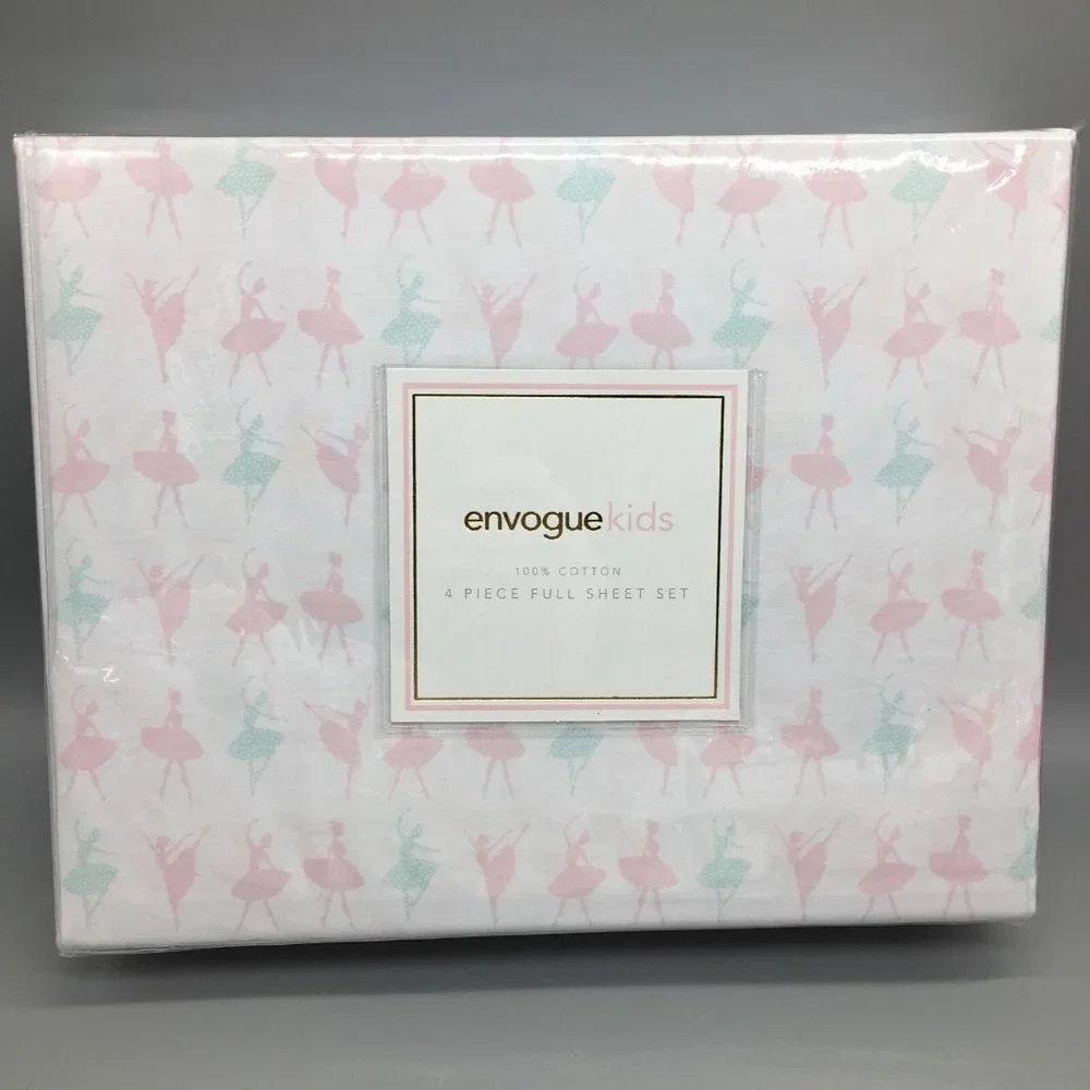 4pc Ballerina FULL Sheet Pillowcase Set Dance Ballet Pink Aqua Turquoise Envogue